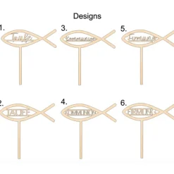 Holzschild Kommunion - Taufe - Firmung -  Blumenstecker Deko Christlicher Fisch Kommunionsfeier - Tauffeier