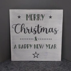 Holzschild "Merry Christmas & a happy new year"