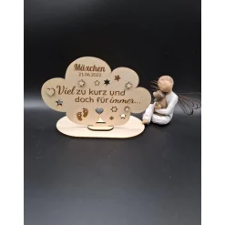 Holzschild mit persönlicher Gravur - Wolke - als Andenken an Dein Sternenkind, geliebte Person, Trauerlicht,