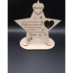 Holzschild mit persönlicher Gravur - Stern - als Andenken an Dein Sternenkind, geliebte Person, Trauerlicht,