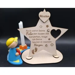 Holzschild mit persönlicher Gravur - Stern - als Andenken an Dein Sternenkind, geliebte Person, Trauerlicht,