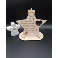 Holzschild mit persönlicher Gravur - Stern - als Andenken an Dein Sternenkind, geliebte Person, Trauerlicht,