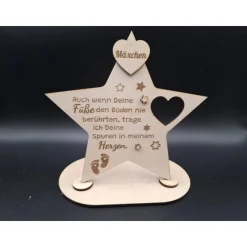 Holzschild mit persönlicher Gravur - Stern - als Andenken an Dein Sternenkind, geliebte Person, Trauerlicht,