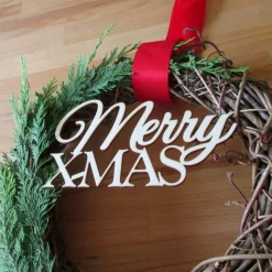 Holz-Schriftzug "Merry X-MAS" für den Türkranz