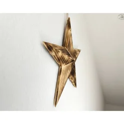 Holzstern in 3D-Optik, geflammt / Stern aus Holz
