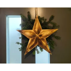 Holzstern in 3D-Optik, geflammt / Stern aus Holz