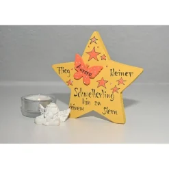 Holzstern Sternenkind Erinnerung – Handbemalt & Personalisiert als Andenken für Eltern