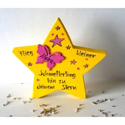 Holzstern Sternenkind Erinnerung – Handbemalt & Personalisiert als Andenken für Eltern