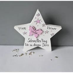 Holzstern Sternenkind Erinnerung – Handbemalt & Personalisiert als Andenken für Eltern