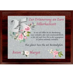 Holztafel Silberhochzeit mit Namen 25 Jahre