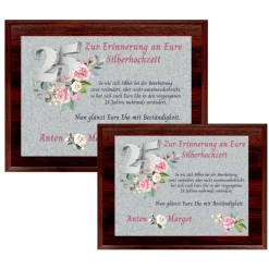 Holztafel Silberhochzeit mit Namen 25 Jahre