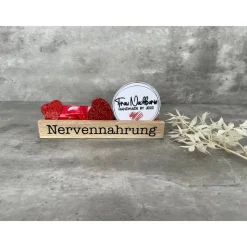 Holzverpackung mit Aufdruck, Geschenkverpackung, Seelentröster, Kleinigkeit, Nervennahrung, kleines Dankeschön, Schokola