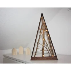 Holz-Weihnachtsbaum aus Pappelholz mit Schriftzug "Frohe Weihnachten"