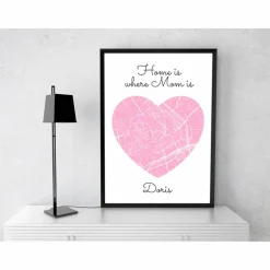 Home is where MOM is - Personalisierter Kunstdruck I Stadtplan Stadtkarte Mama Herz Geschenk Liebe