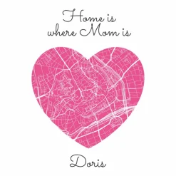 Home is where MOM is - Personalisierter Kunstdruck I Stadtplan Stadtkarte Mama Herz Geschenk Liebe