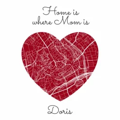 Home is where MOM is - Personalisierter Kunstdruck I Stadtplan Stadtkarte Mama Herz Geschenk Liebe