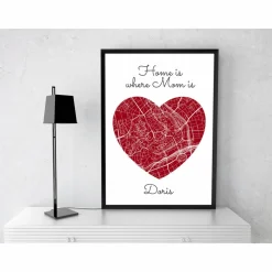 Home is where MOM is - Personalisierter Kunstdruck I Stadtplan Stadtkarte Mama Herz Geschenk Liebe