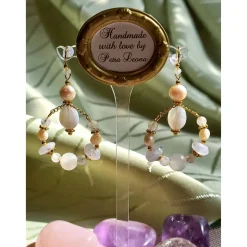 HOOP-Ohrringe CHALCEDON, echt MONDSTEIN + PERLE Geburtsstein JUNI, Sternzeichen ZWILLINGE, KREBS, SCHÜTZE, Braut-Schmuck