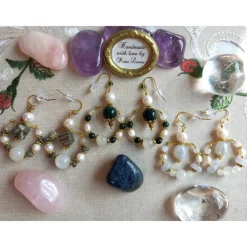 HOOP-Ohrringe CHALCEDON, echt MONDSTEIN + PERLE Geburtsstein JUNI, Sternzeichen ZWILLINGE, KREBS, SCHÜTZE, Braut-Schmuck