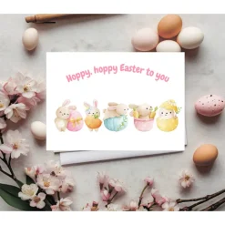 Hoppy hoppy Easter to you Karte, Happy Easter Karte, Osterhasen Grußkarte, Osterkarte mit Umschlag