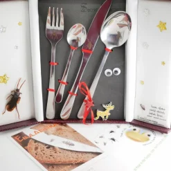 Horror Besteck, Halloween Dinner Gäste, Spinne, Fliege, ein witziger Gesprächsstoff am Tisch, 4-tlg. in Geschenkverpackung