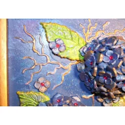 HORTENSIA Collage Mixed Media Malerei Geschenkidee Wanddekoration Handgefertigtes Unikat Blumenbild Muttertagsgeschenk