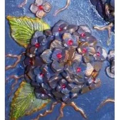 HORTENSIA Collage Mixed Media Malerei Geschenkidee Wanddekoration Handgefertigtes Unikat Blumenbild Muttertagsgeschenk