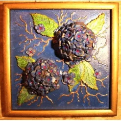 HORTENSIA Collage Mixed Media Malerei Geschenkidee Wanddekoration Handgefertigtes Unikat Blumenbild Muttertagsgeschenk