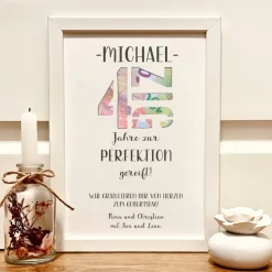 Humorvolles Geldgeschenk zum 40. Geburtstag personalisiert im Bilderrahmem