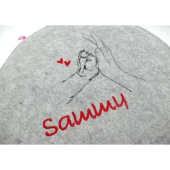 Hunde - Welpe Pfote Filzkissen Campingkissen Wunschname - Rundes Filzsitzkissen mit personalisiertem Namen Stuhlkissen