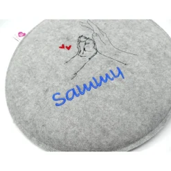 Hunde - Welpe Pfote Filzkissen Campingkissen Wunschname - Rundes Filzsitzkissen mit personalisiertem Namen Stuhlkissen