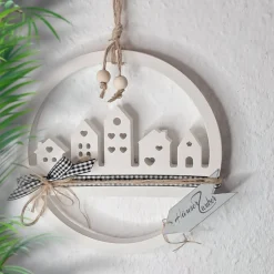 Häuserring Häuserloop Häuserkranz zum Hängen Home Deko Lichthaus Geschenkidee Einzug Richtfest