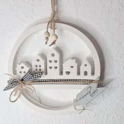 Häuserring Häuserloop Häuserkranz zum Hängen Home Deko Lichthaus Geschenkidee Einzug Richtfest
