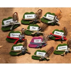 Hut-Anstecker Oktoberfest Trachtenbrosche Filzbrosche Wiesn-Namensträger beschriftet Tracht Wunschbeschriftung personalisiert Firmenlogo