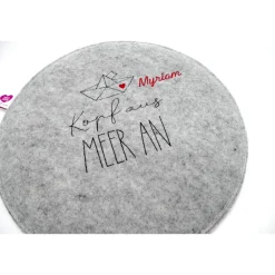 Ibiza - Meer - Mallorca - Wunschnamen - Rundes Filzsitzkissen mit personalisiertem Namen Stuhlkissen