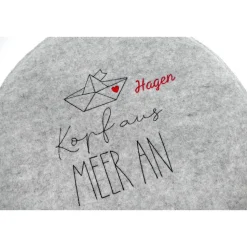 Ibiza - Meer - Mallorca - Wunschnamen - Rundes Filzsitzkissen mit personalisiertem Namen Stuhlkissen