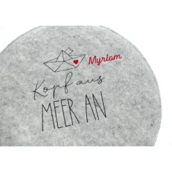 Ibiza - Meer - Mallorca - Wunschnamen - Rundes Filzsitzkissen mit personalisiertem Namen Stuhlkissen