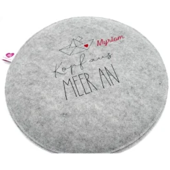 Ibiza - Meer - Mallorca - Wunschnamen - Rundes Filzsitzkissen mit personalisiertem Namen Stuhlkissen