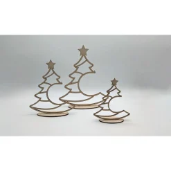 Individuell dekorierbares Tannenbaum-Set aus Balsa-Holz (3 Größen) mit Kugel-Aussparung