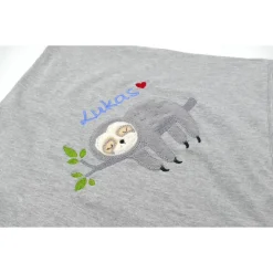 Individuelle Babydecke Faultier mit gestickem Wunschnamen - Kindergarten - Wunschdecke - Schmusedecke mit Namen