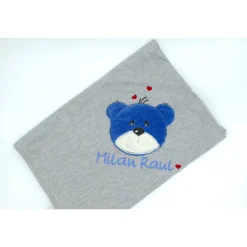 Individuelle Babydecke Teddygesicht Bärengesicht mit gestickem Wunschnamen - Kindergarten - Wunschdecke - Schmusedecke mit Namen