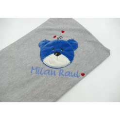 Individuelle Babydecke Teddygesicht Bärengesicht mit gestickem Wunschnamen - Kindergarten - Wunschdecke - Schmusedecke mit Namen