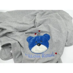 Individuelle Babydecke Teddygesicht Bärengesicht mit gestickem Wunschnamen - Kindergarten - Wunschdecke - Schmusedecke mit Namen