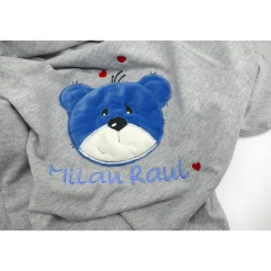 Individuelle Babydecke Teddygesicht Bärengesicht mit gestickem Wunschnamen - Kindergarten - Wunschdecke - Schmusedecke mit Namen