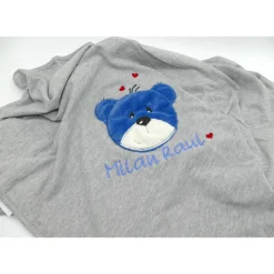 Individuelle Babydecke Teddygesicht Bärengesicht mit gestickem Wunschnamen - Kindergarten - Wunschdecke - Schmusedecke mit Namen