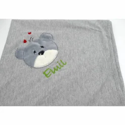 Individuelle Babydecke Teddygesicht Bärengesicht mit gestickem Wunschnamen - Kindergarten - Wunschdecke - Schmusedecke mit Namen