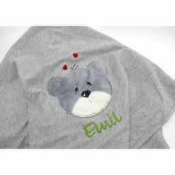 Individuelle Babydecke Teddygesicht Bärengesicht mit gestickem Wunschnamen - Kindergarten - Wunschdecke - Schmusedecke mit Namen