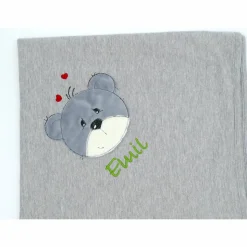 Individuelle Babydecke Teddygesicht Bärengesicht mit gestickem Wunschnamen - Kindergarten - Wunschdecke - Schmusedecke mit Namen