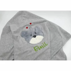 Individuelle Babydecke Teddygesicht Bärengesicht mit gestickem Wunschnamen - Kindergarten - Wunschdecke - Schmusedecke mit Namen
