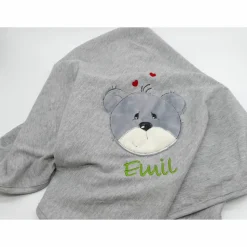 Individuelle Babydecke Teddygesicht Bärengesicht mit gestickem Wunschnamen - Kindergarten - Wunschdecke - Schmusedecke mit Namen